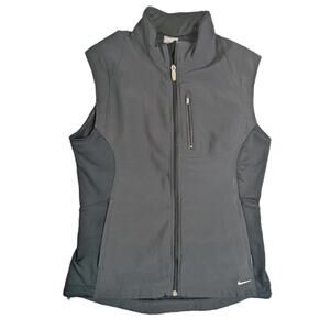 Nike Running Vest Womens Medium M Black Storm Fit Ladies Gym Gilet Full Zip